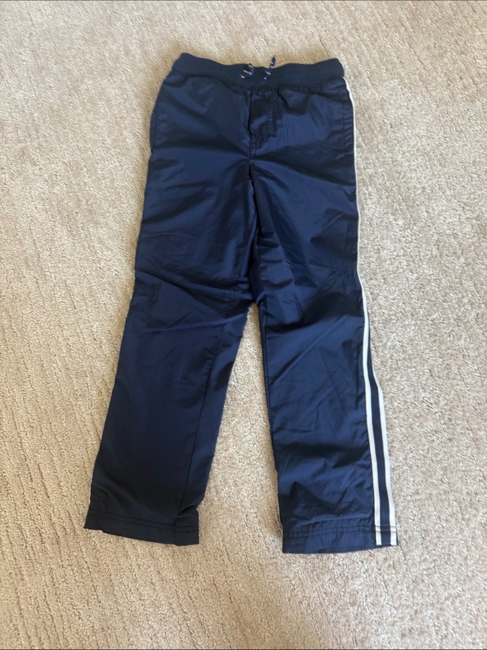 Navy Track Pants with Side Stripes